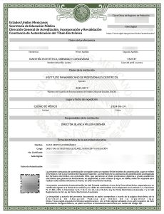 Imagen muestra de Constancia de Autenticación del Título Electrónico.